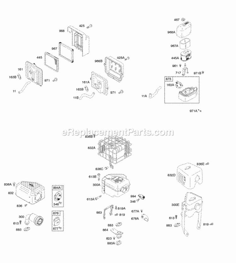 Air Cleaner Exhaust System Governor Spring Diagram and Parts List for  Briggs and Stratton Engine